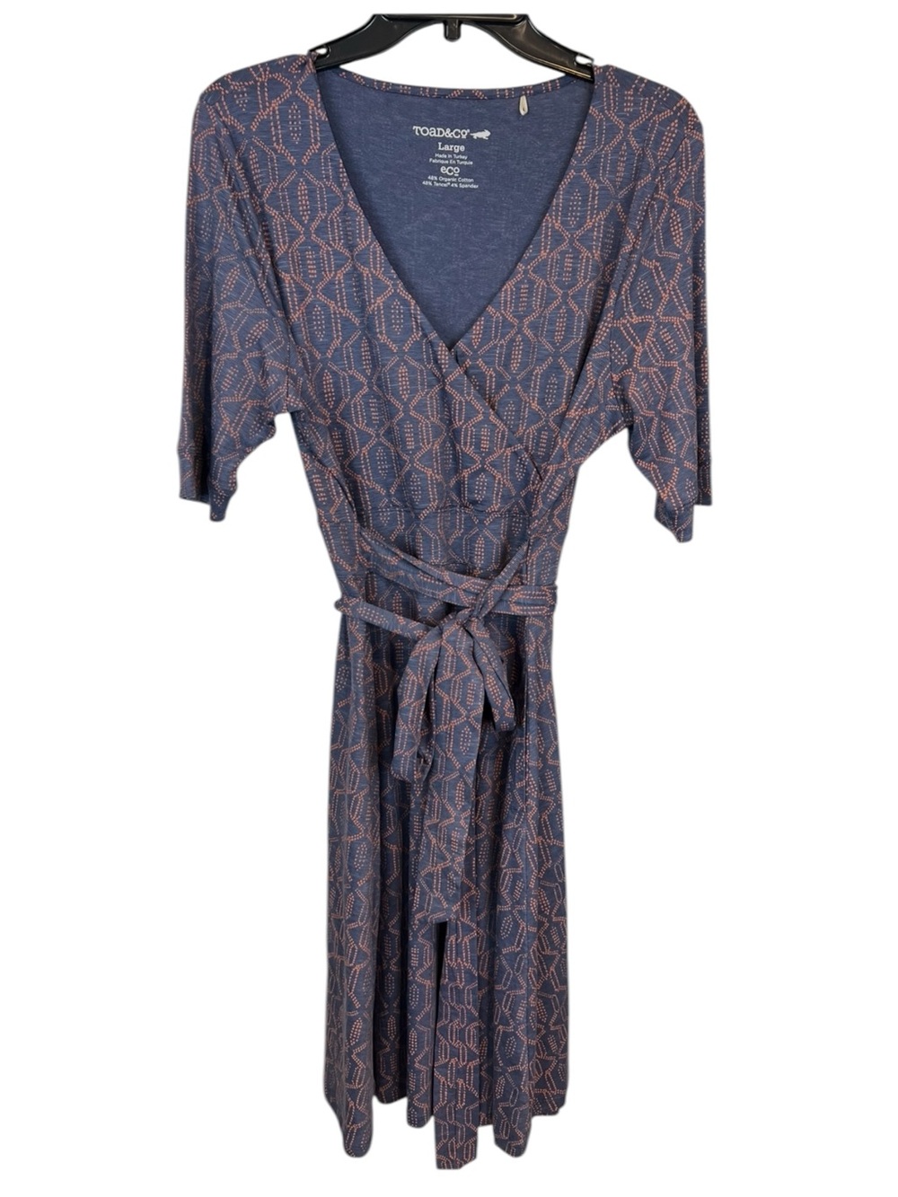Toad & Co Women’s Cue Wrap Cafe Dress Large Pockets Organic Tencel Cotton - Picture 2 of 14